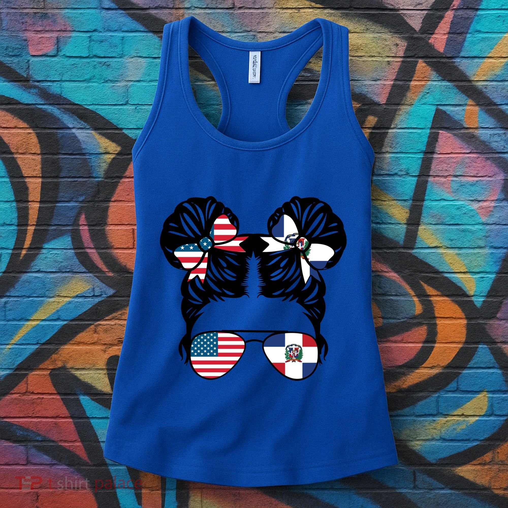 Half American Half Dominican Usa Dominica Flag Patriot Gift Women's Tank Top
