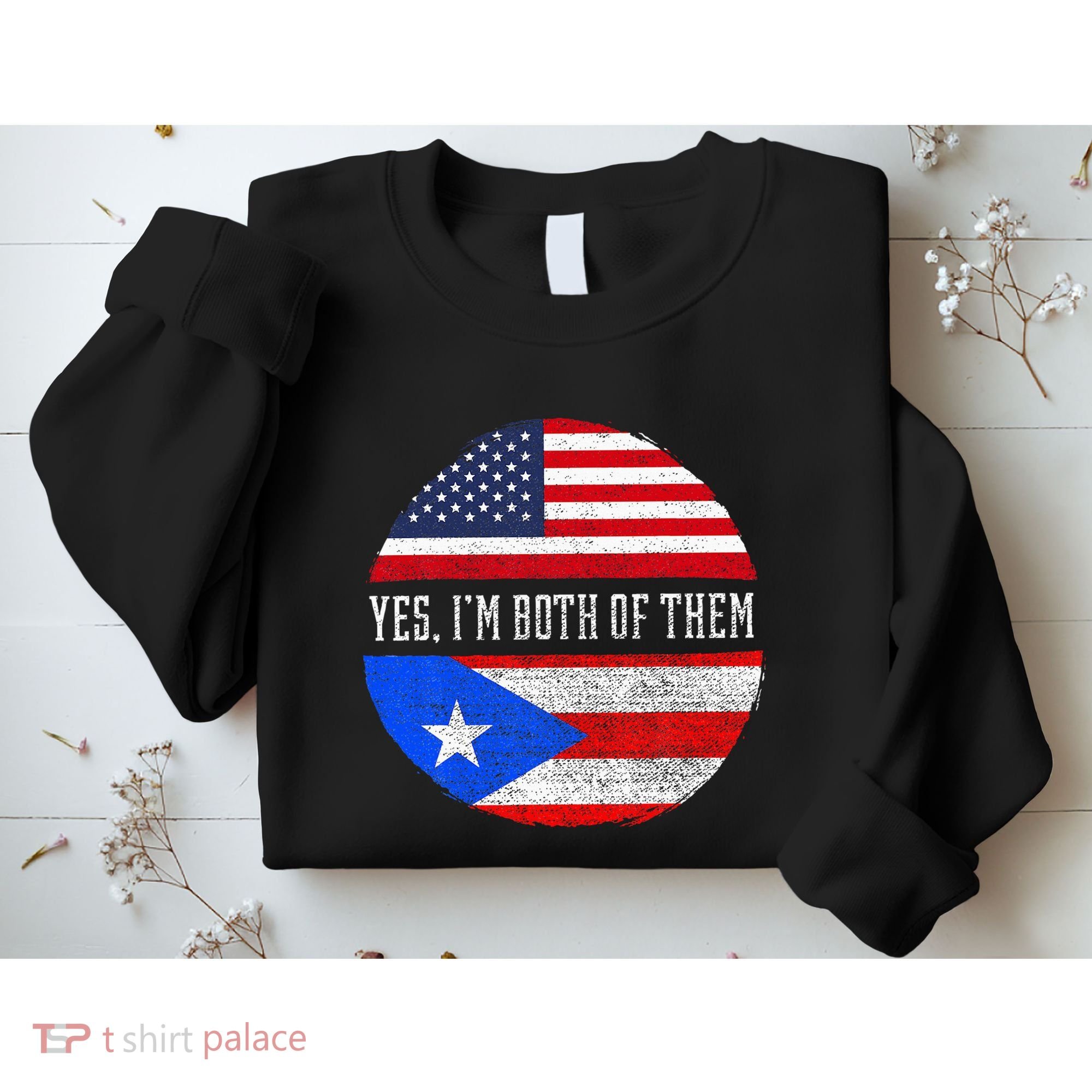 Half American Half Puerto Rican USA Flag Puerto Rico DNA Sweatshirt