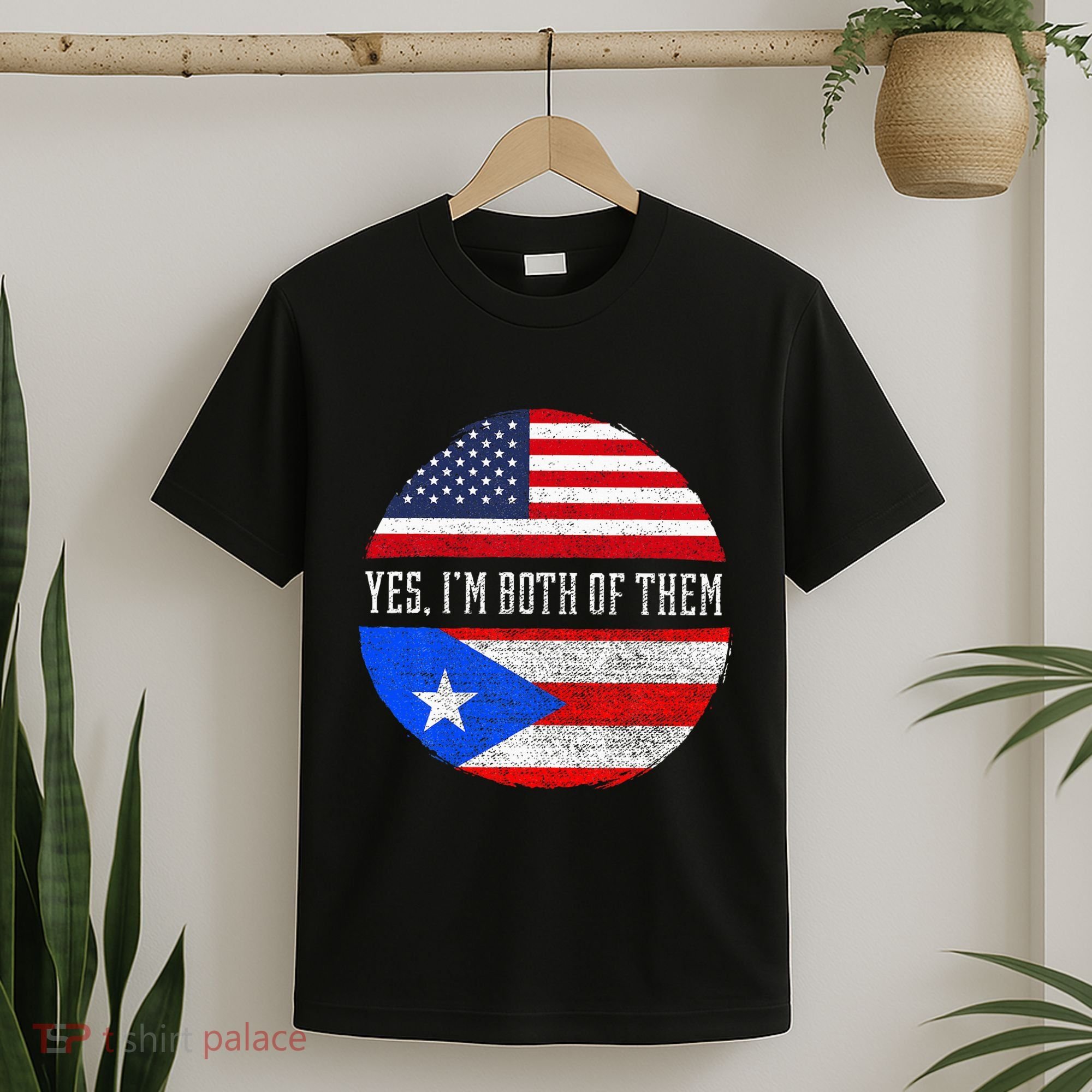 Half American Half Puerto Rican USA Flag Puerto Rico DNA T-Shirt