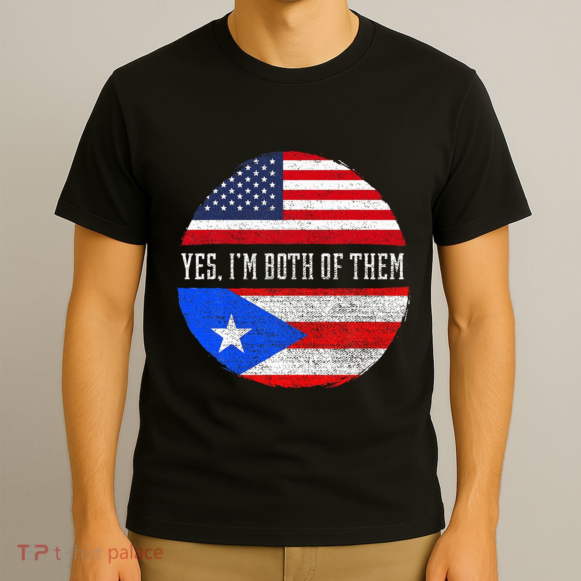 Half American Half Puerto Rican USA Flag Puerto Rico DNA T-Shirt