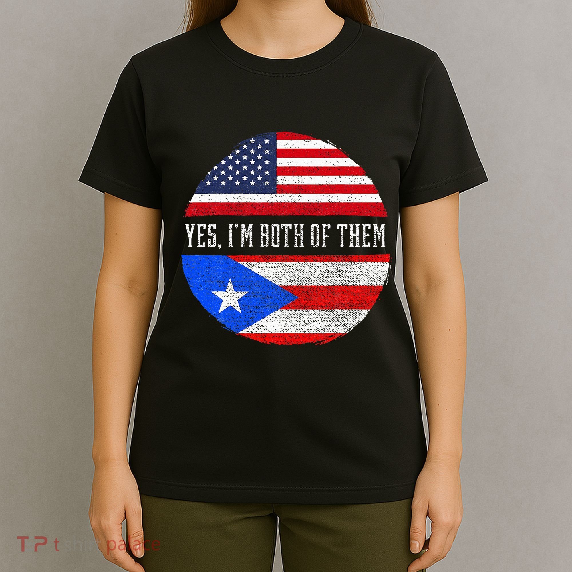 Half American Half Puerto Rican USA Flag Puerto Rico DNA T-Shirt