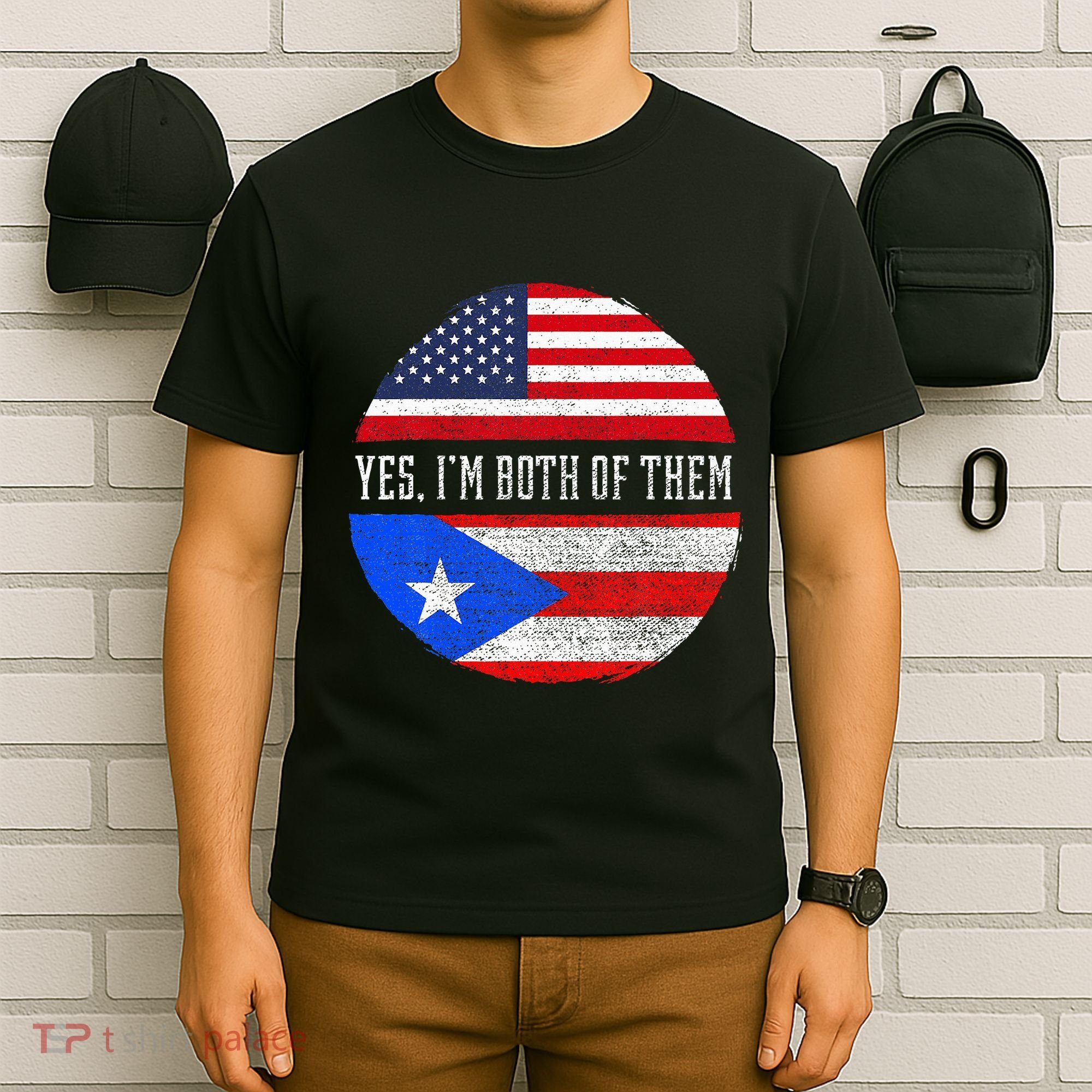 Half American Half Puerto Rican USA Flag Puerto Rico DNA T-Shirt