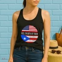 Half American Half Puerto Rican USA Flag Puerto Rico DNA Women's Tank Top thumb 2