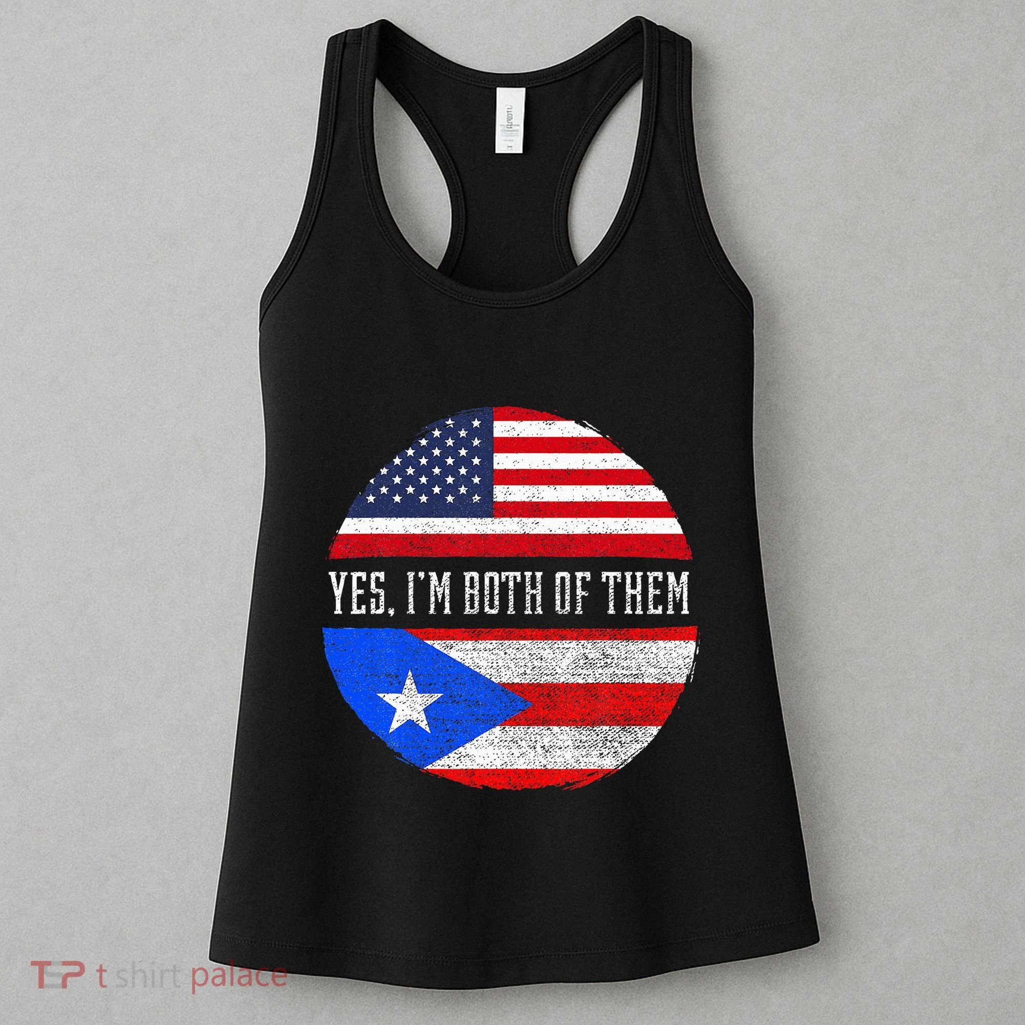 Half American Half Puerto Rican USA Flag Puerto Rico DNA Women's Tank Top