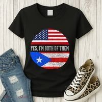 Half American Half Puerto Rican USA Flag Puerto Rico DNA Women's T-Shirt thumb 3