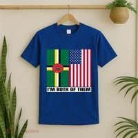 Half American Half Dominican Roots Usa Dominica Island Flag Cool Gift T-Shirt thumb 2