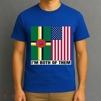 Half American Half Dominican Roots Usa Dominica Island Flag Cool Gift T-Shirt thumb 3