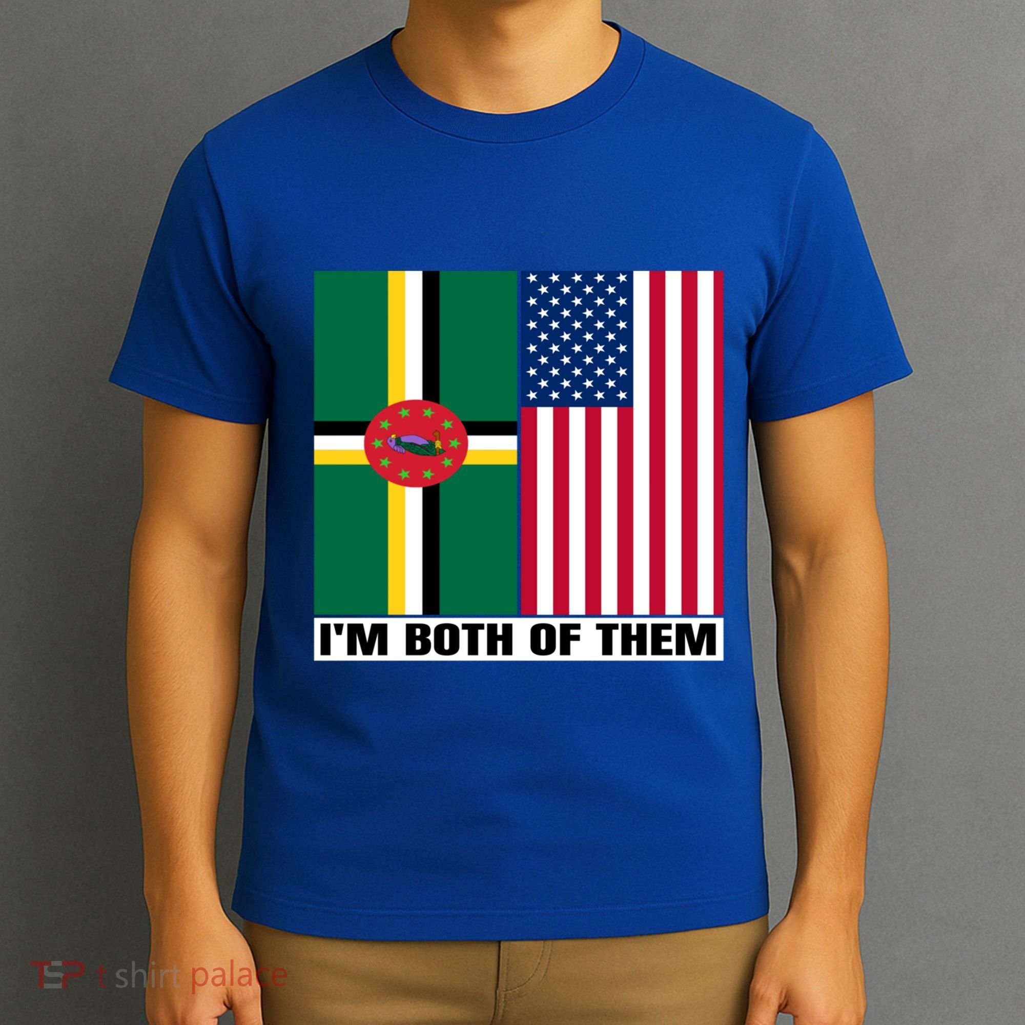Half American Half Dominican Roots Usa Dominica Island Flag Cool Gift T-Shirt