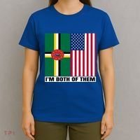 Half American Half Dominican Roots Usa Dominica Island Flag Cool Gift T-Shirt thumb 4