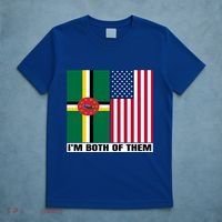 Half American Half Dominican Roots Usa Dominica Island Flag Cool Gift T-Shirt thumb 5