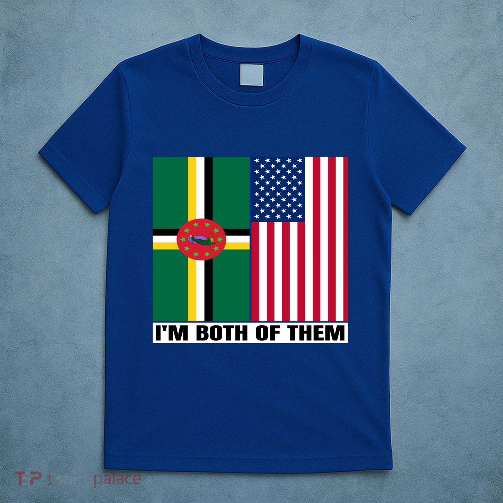 Half American Half Dominican Roots Usa Dominica Island Flag Cool Gift T-Shirt