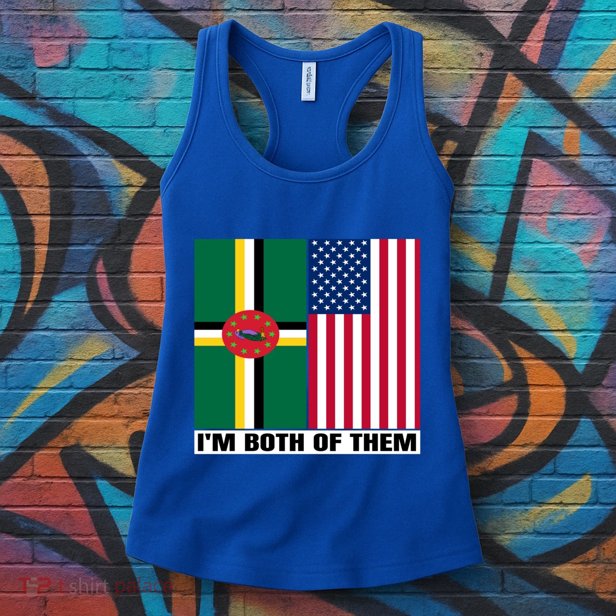 Half American Half Dominican Roots Usa Dominica Island Flag Cool Gift Women's Tank Top