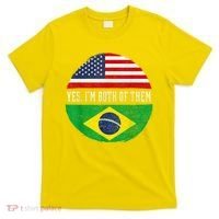 Half American Half Brazilian USA Flag Brazil Heritage DNA T-Shirt thumb 0