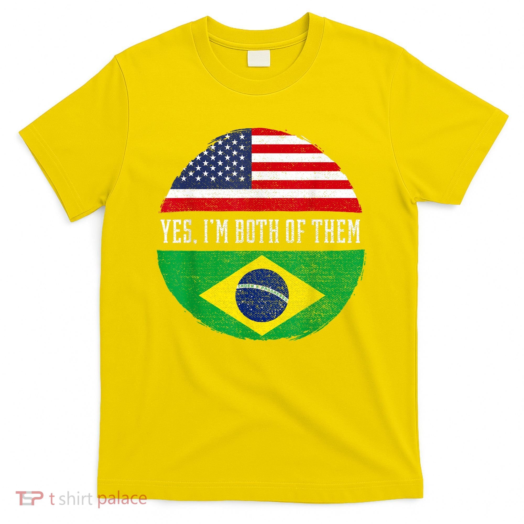 Half American Half Brazilian USA Flag Brazil Heritage DNA T-Shirt