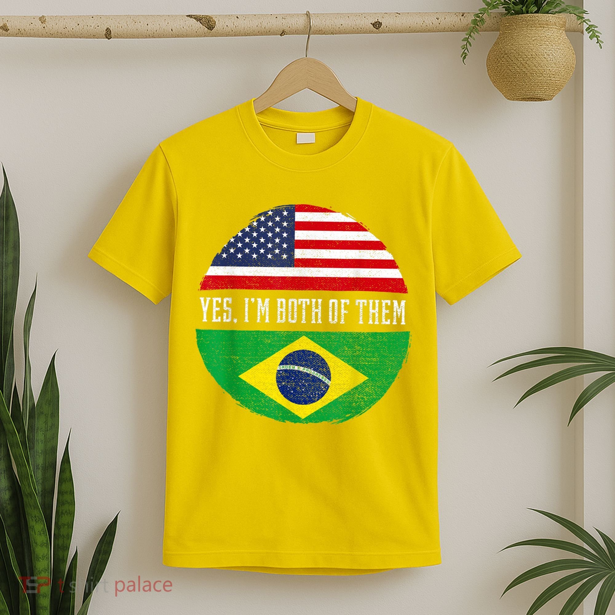 Half American Half Brazilian USA Flag Brazil Heritage DNA T-Shirt