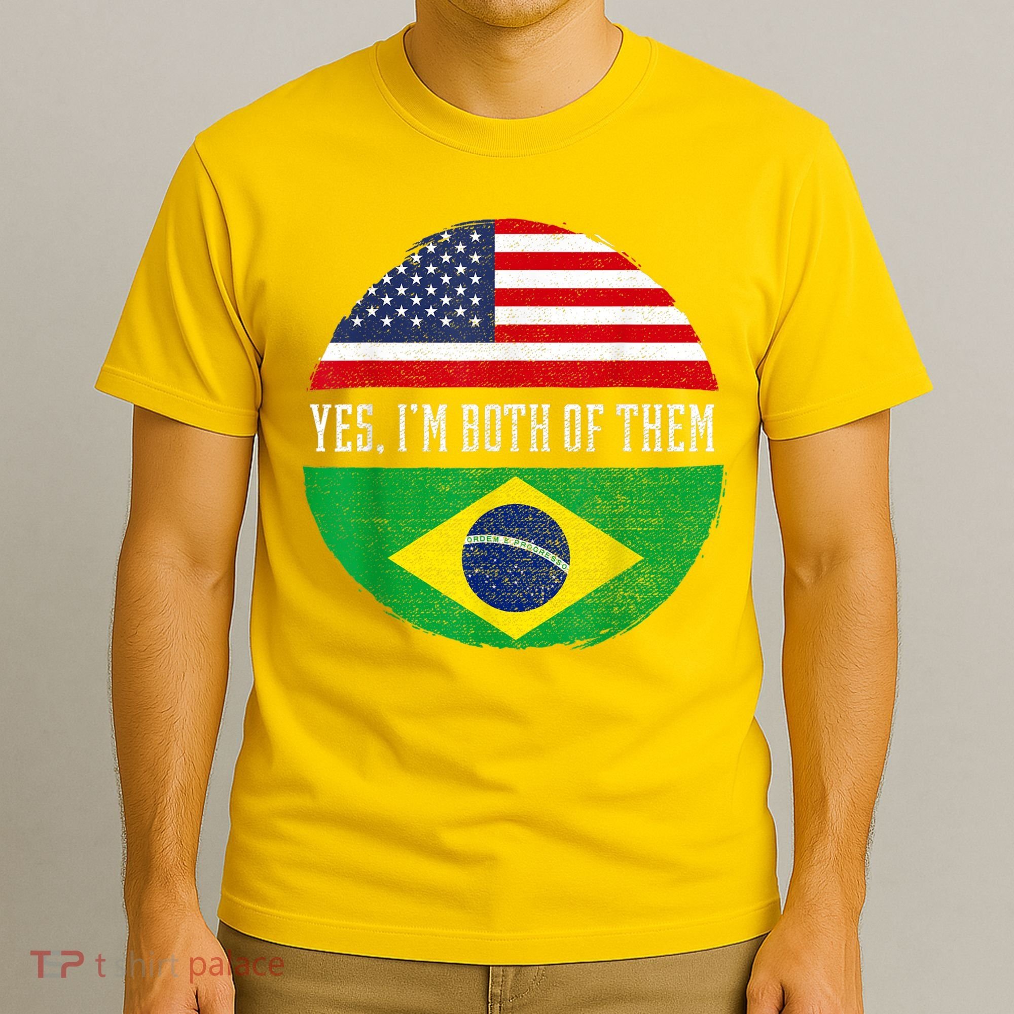 Half American Half Brazilian USA Flag Brazil Heritage DNA T-Shirt