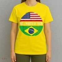 Half American Half Brazilian USA Flag Brazil Heritage DNA T-Shirt thumb 4