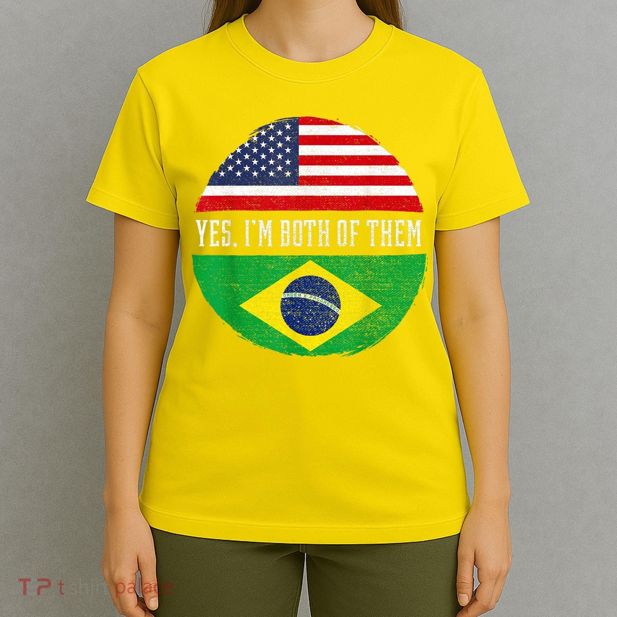 Half American Half Brazilian USA Flag Brazil Heritage DNA T-Shirt