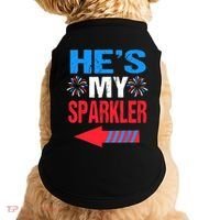 His And Hers 4th Of Julys Couples He's My Sparkler Doggie Tank thumb 0
