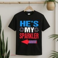 His And Hers 4th Of Julys Couples He's My Sparkler T-Shirt thumb 2