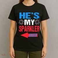 His And Hers 4th Of Julys Couples He's My Sparkler T-Shirt thumb 4