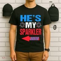 His And Hers 4th Of Julys Couples He's My Sparkler T-Shirt thumb 6