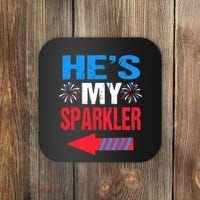 His And Hers 4th Of Julys Couples He's My Sparkler Coaster thumb 0