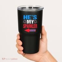 His And Hers 4th Of Julys Couples He's My Sparkler Tumbler thumb 2