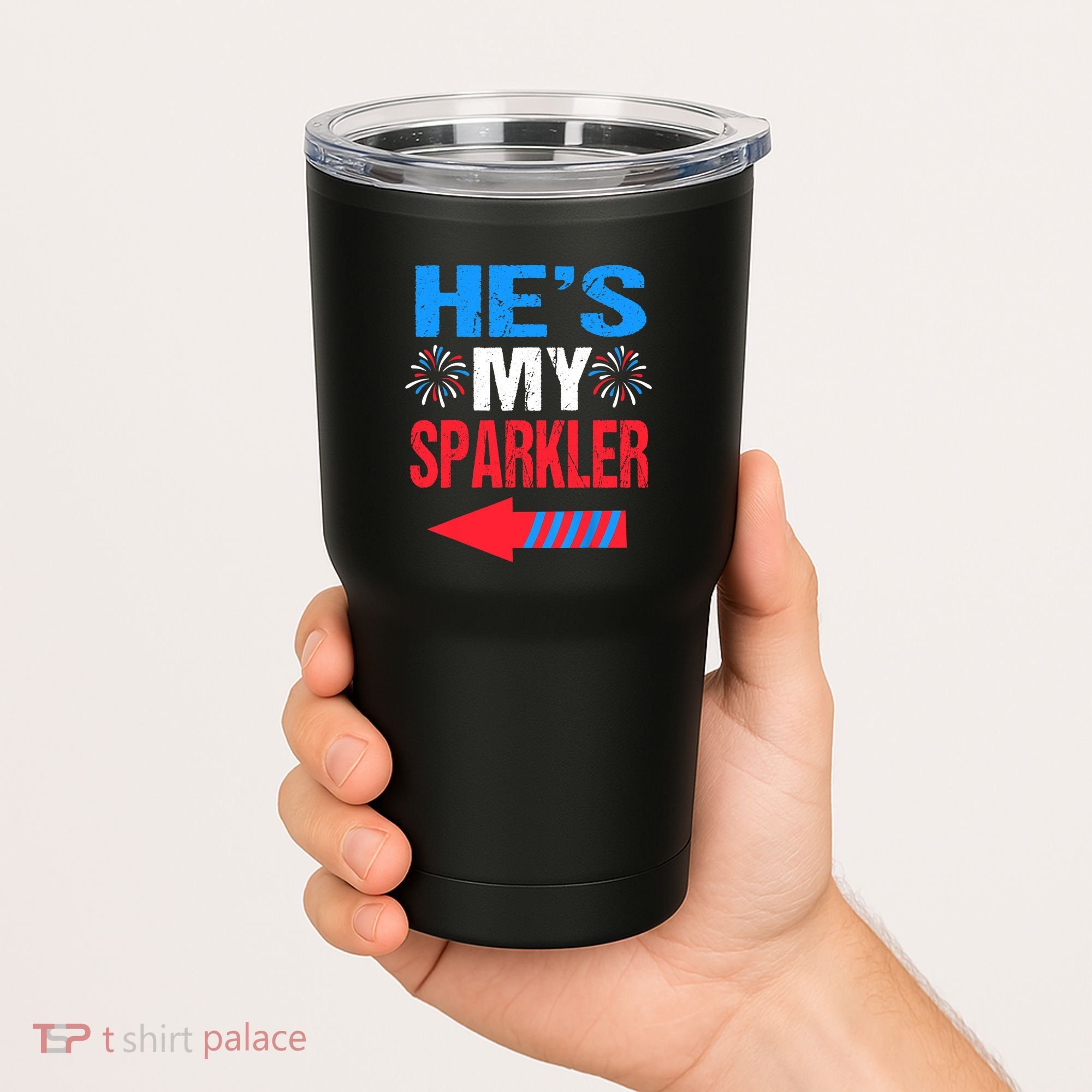 His And Hers 4th Of Julys Couples He's My Sparkler Tumbler