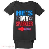 His And Hers 4th Of Julys Couples He's My Sparkler Baby Bodysuit thumb 0