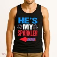 His And Hers 4th Of Julys Couples He's My Sparkler Tank Top thumb 3