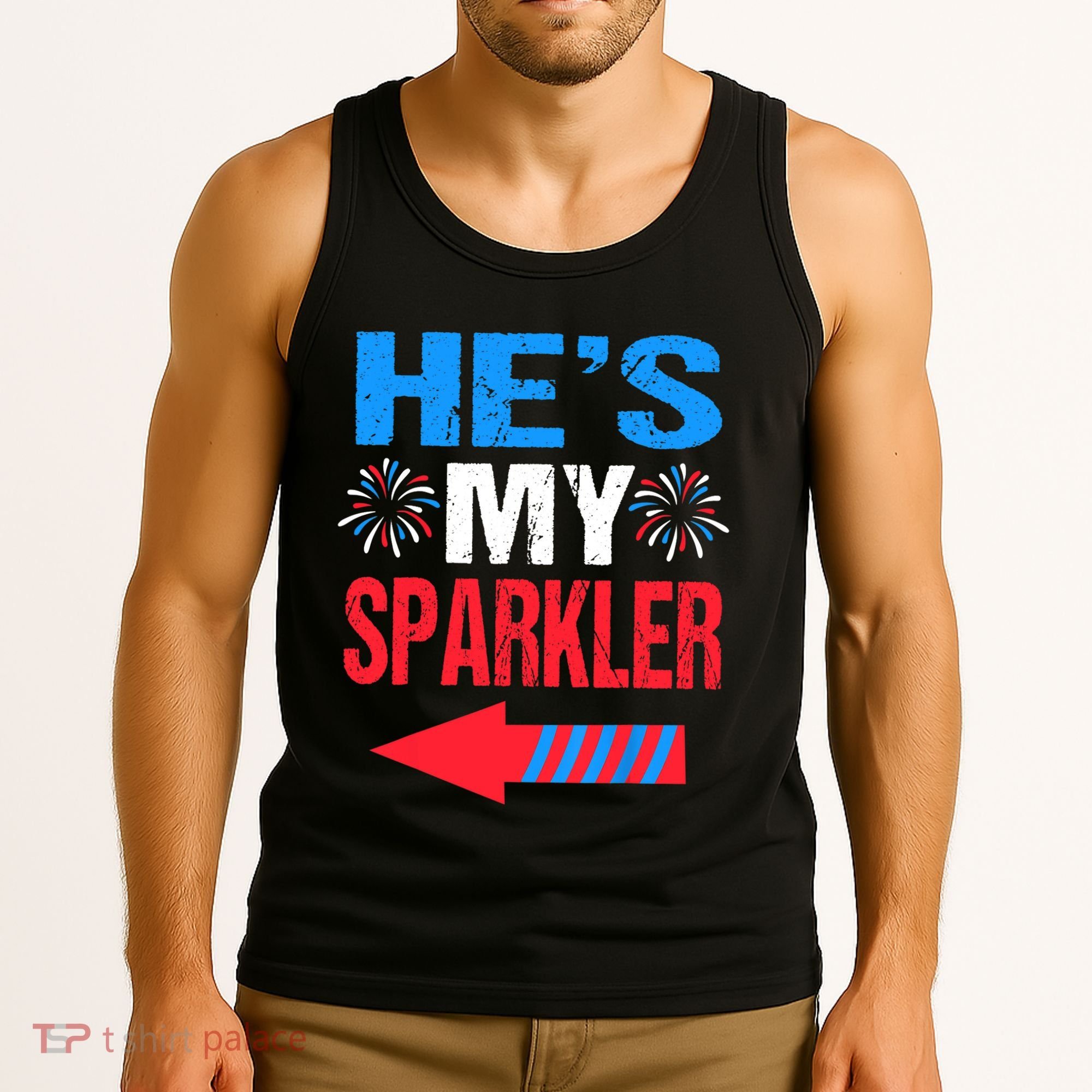 His And Hers 4th Of Julys Couples He's My Sparkler Tank Top