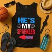 His And Hers 4th Of Julys Couples He's My Sparkler Tank Top thumb 4