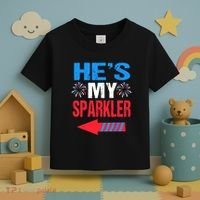 His And Hers 4th Of Julys Couples He's My Sparkler Toddler T-Shirt thumb 3