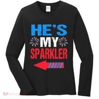 His And Hers 4th Of Julys Couples He's My Sparkler Women's Long Sleeve Shirt thumb 0
