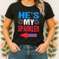 His And Hers 4th Of Julys Couples He's My Sparkler Women's T-Shirt thumb 2