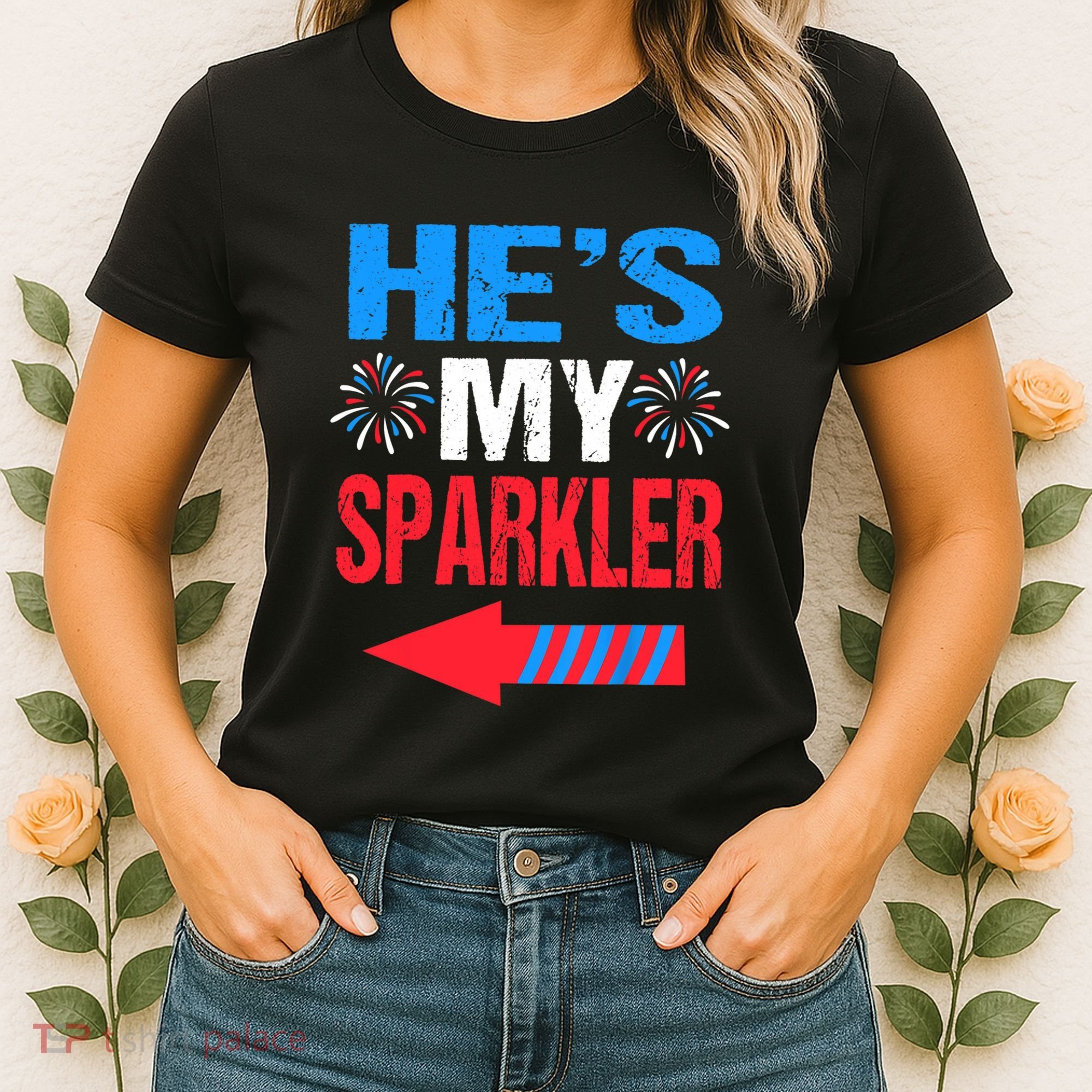 His And Hers 4th Of Julys Couples He's My Sparkler Women's T-Shirt