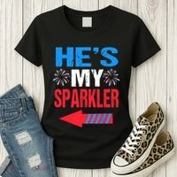 His And Hers 4th Of Julys Couples He's My Sparkler Women's T-Shirt thumb 3
