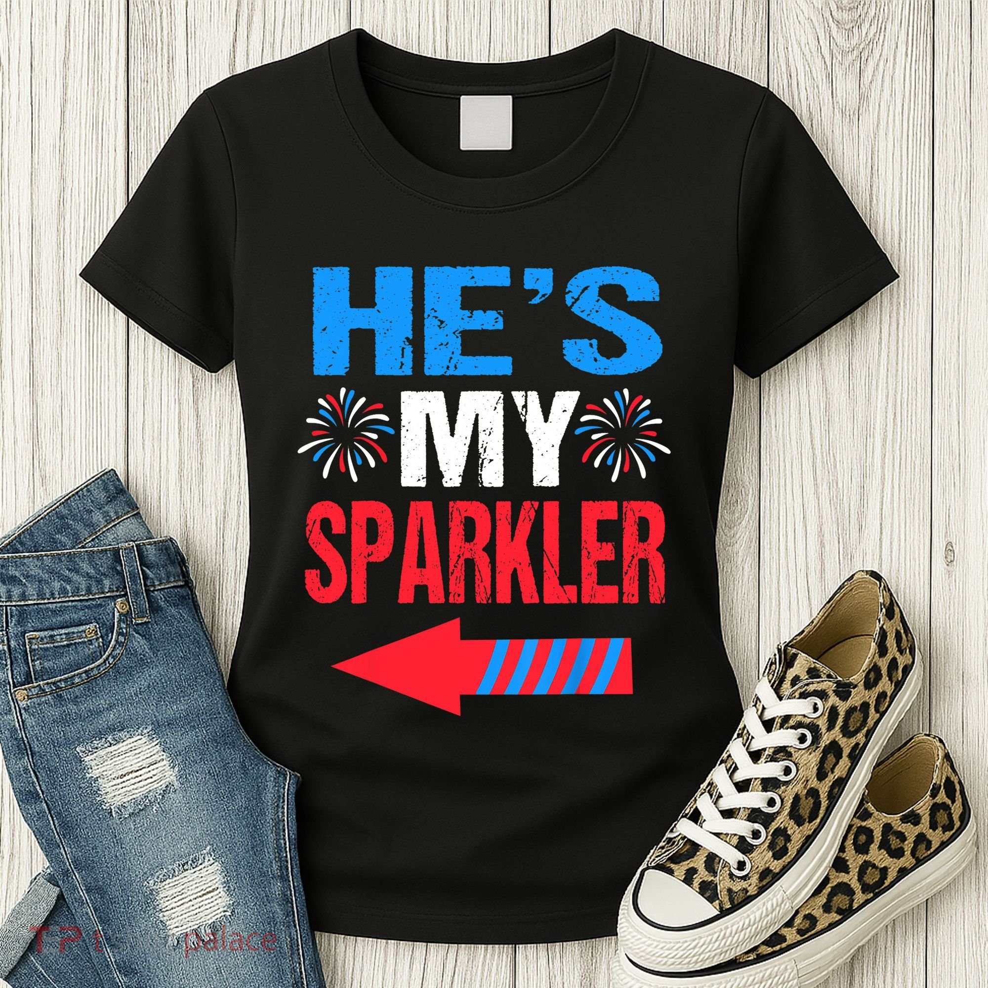 His And Hers 4th Of Julys Couples He's My Sparkler Women's T-Shirt