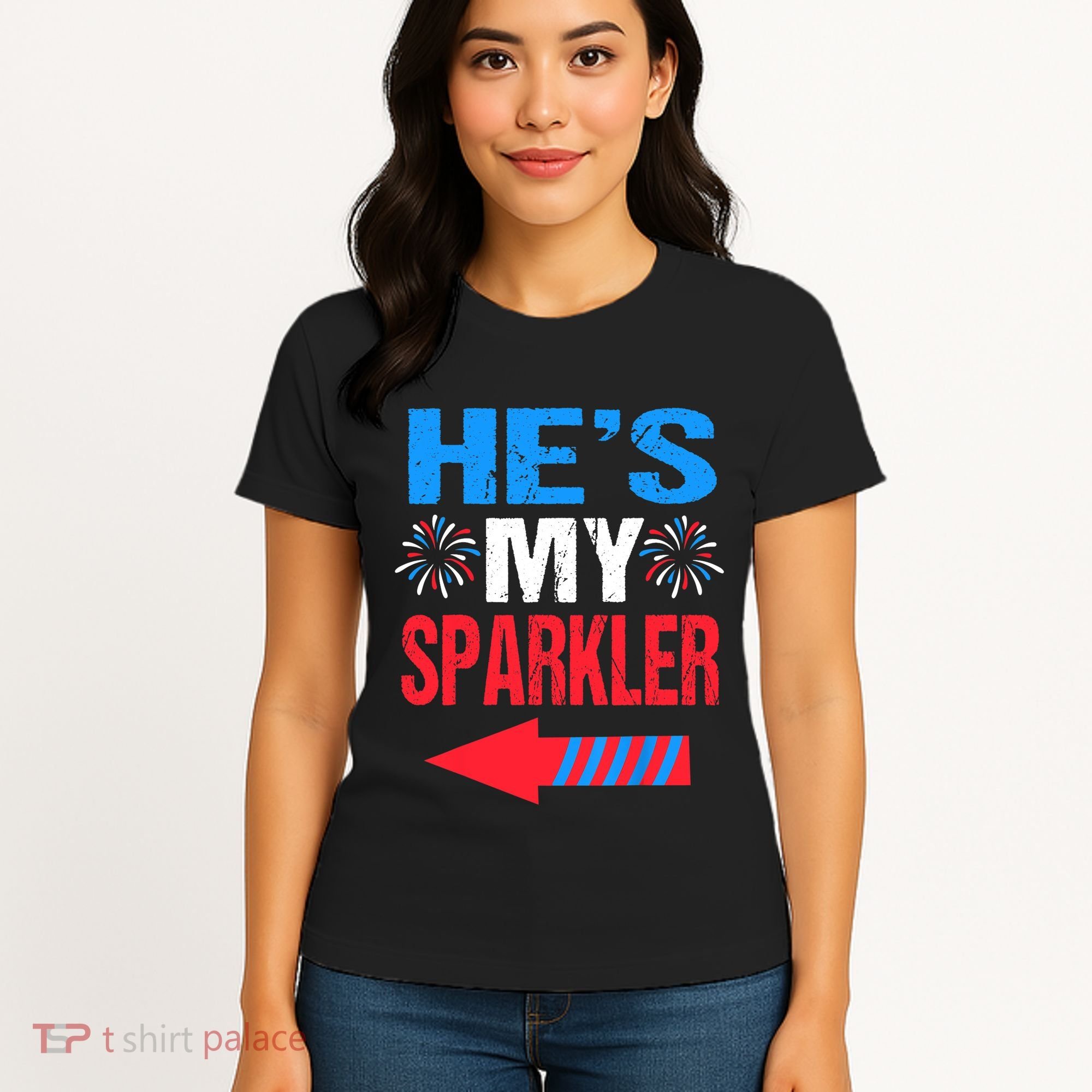 His And Hers 4th Of Julys Couples He's My Sparkler Women's T-Shirt