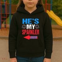 His And Hers 4th Of Julys Couples He's My Sparkler Kids Hoodie thumb 3