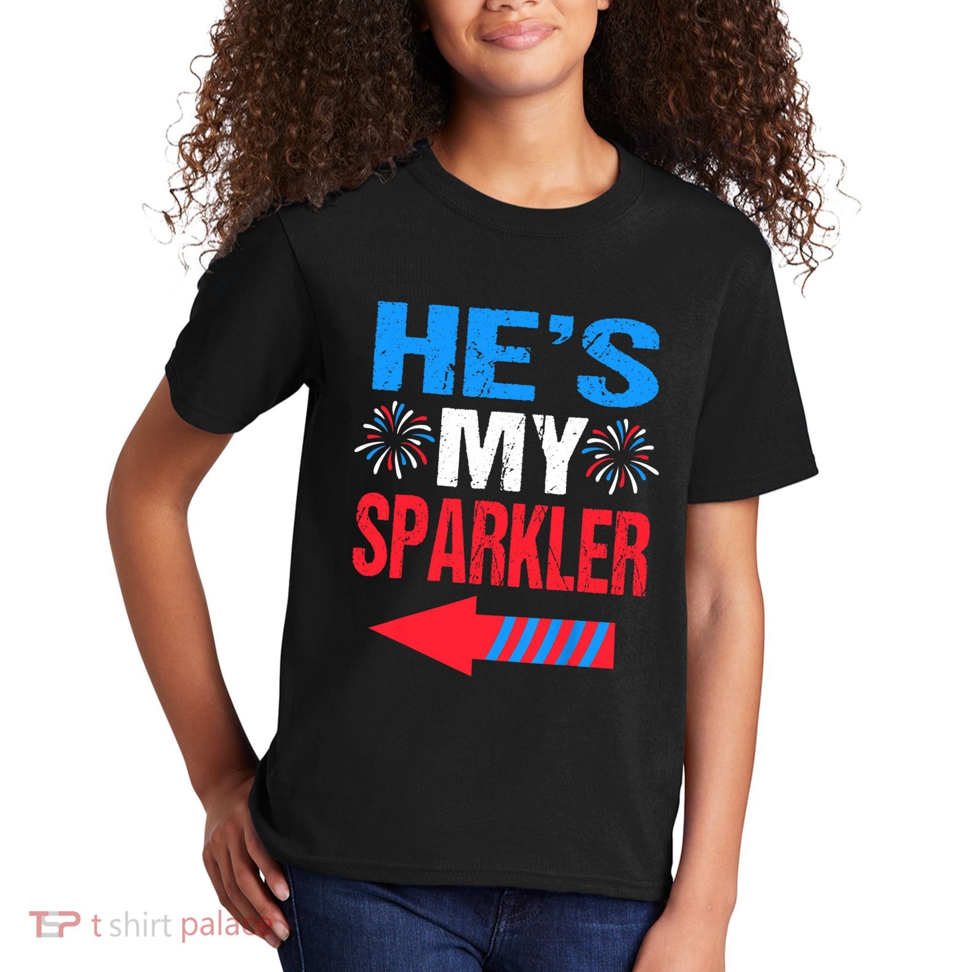 His And Hers 4th Of Julys Couples He's My Sparkler Kids T-Shirt