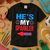 His And Hers 4th Of Julys Couples He's My Sparkler Kids T-Shirt thumb 3