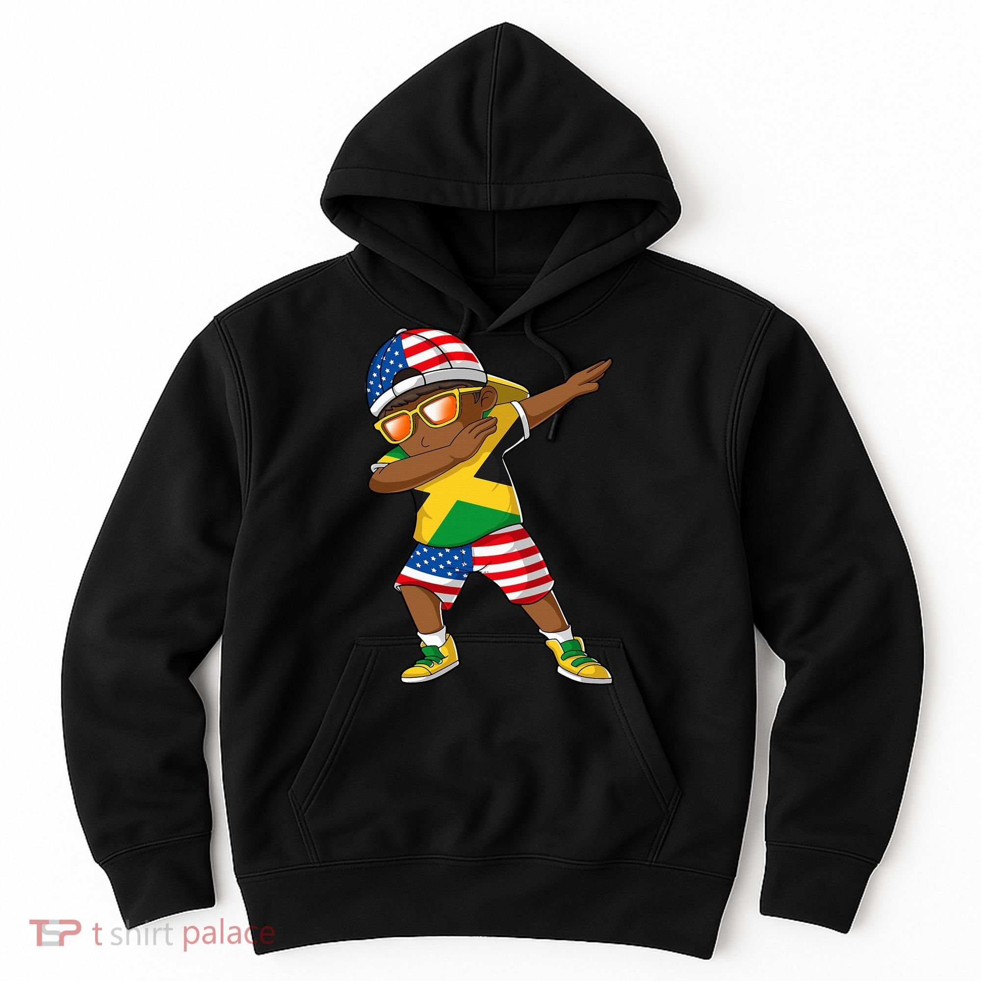 Half American Half Jamaican Jamaica Flag Patriotic Hoodie