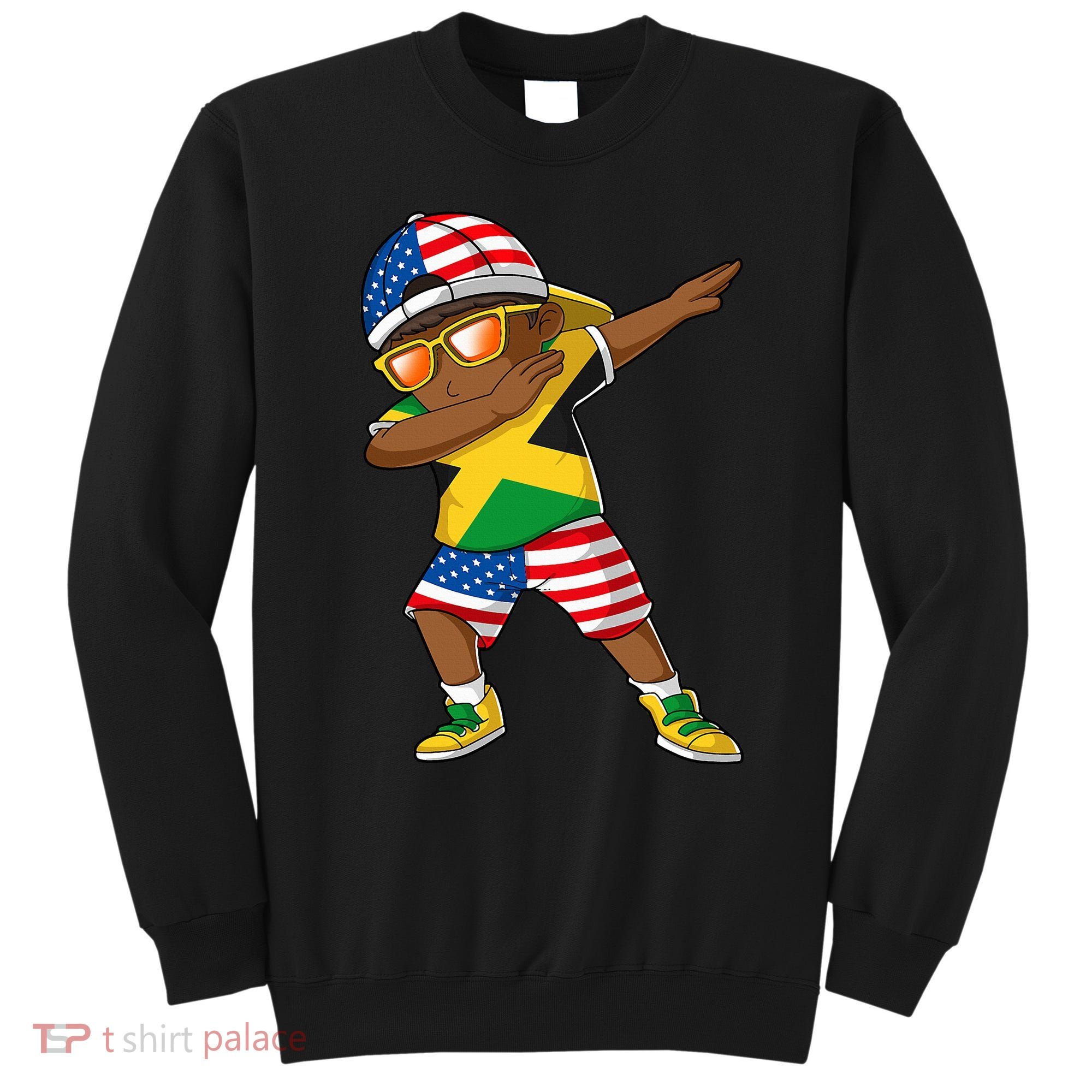 Half American Half Jamaican Jamaica Flag Patriotic Sweatshirt
