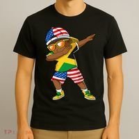 Half American Half Jamaican Jamaica Flag Patriotic T-Shirt thumb 3
