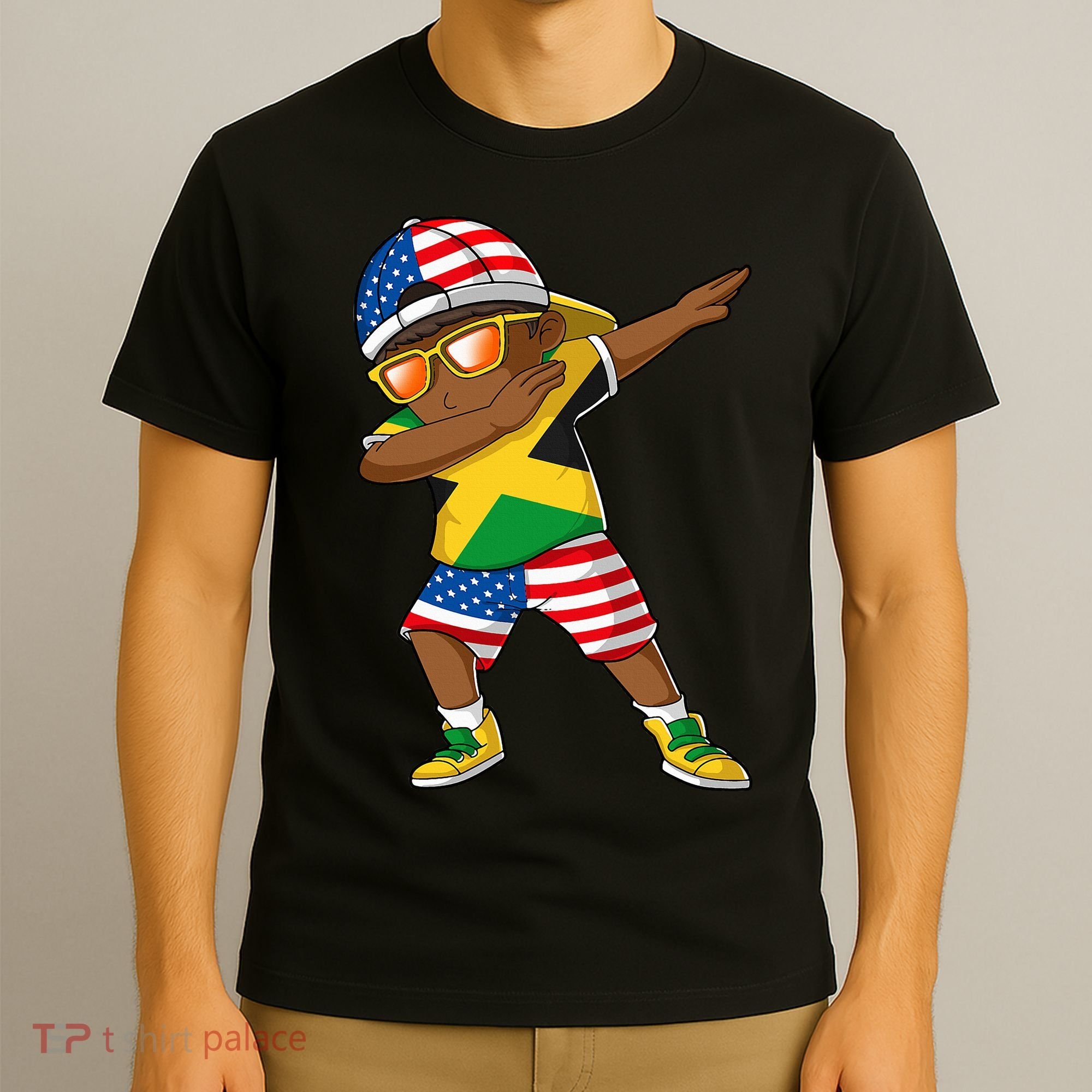 Half American Half Jamaican Jamaica Flag Patriotic T-Shirt