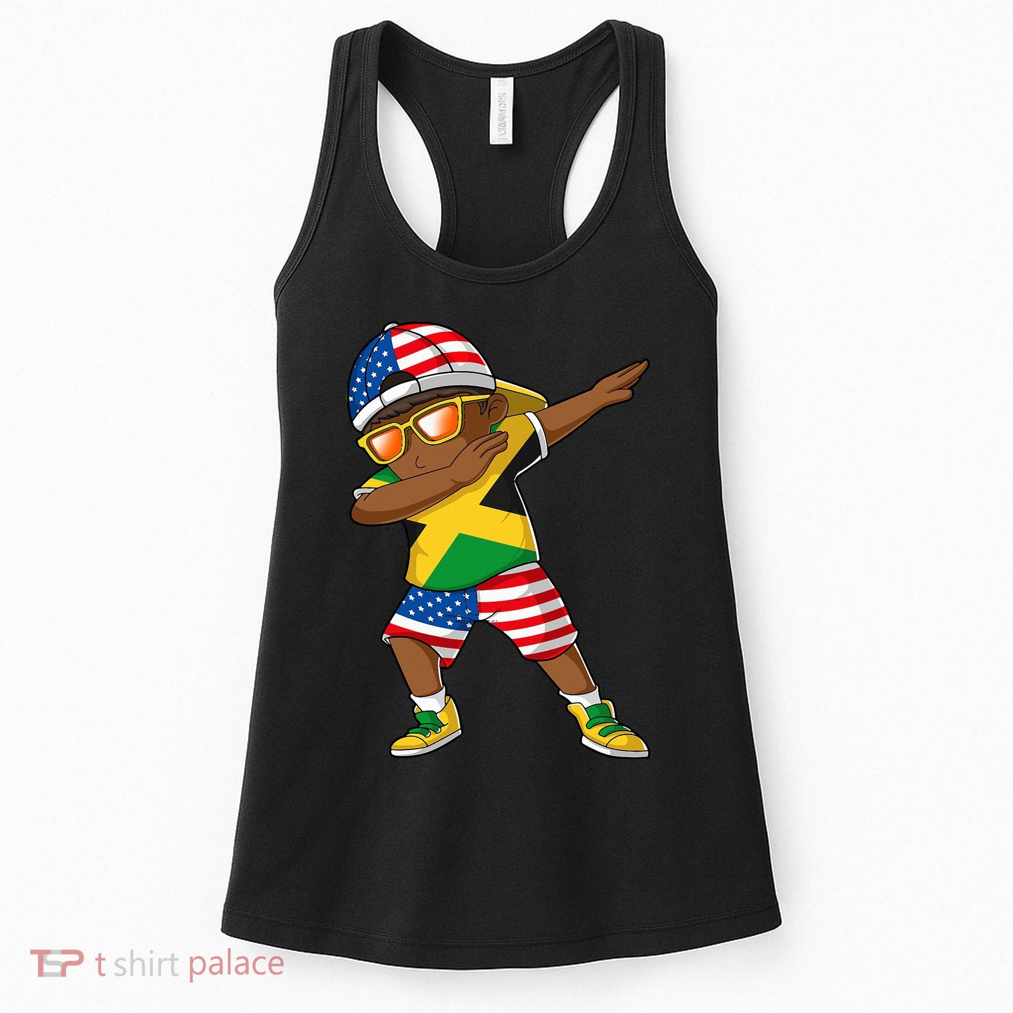 Half American Half Jamaican Jamaica Flag Patriotic Women's Tank Top