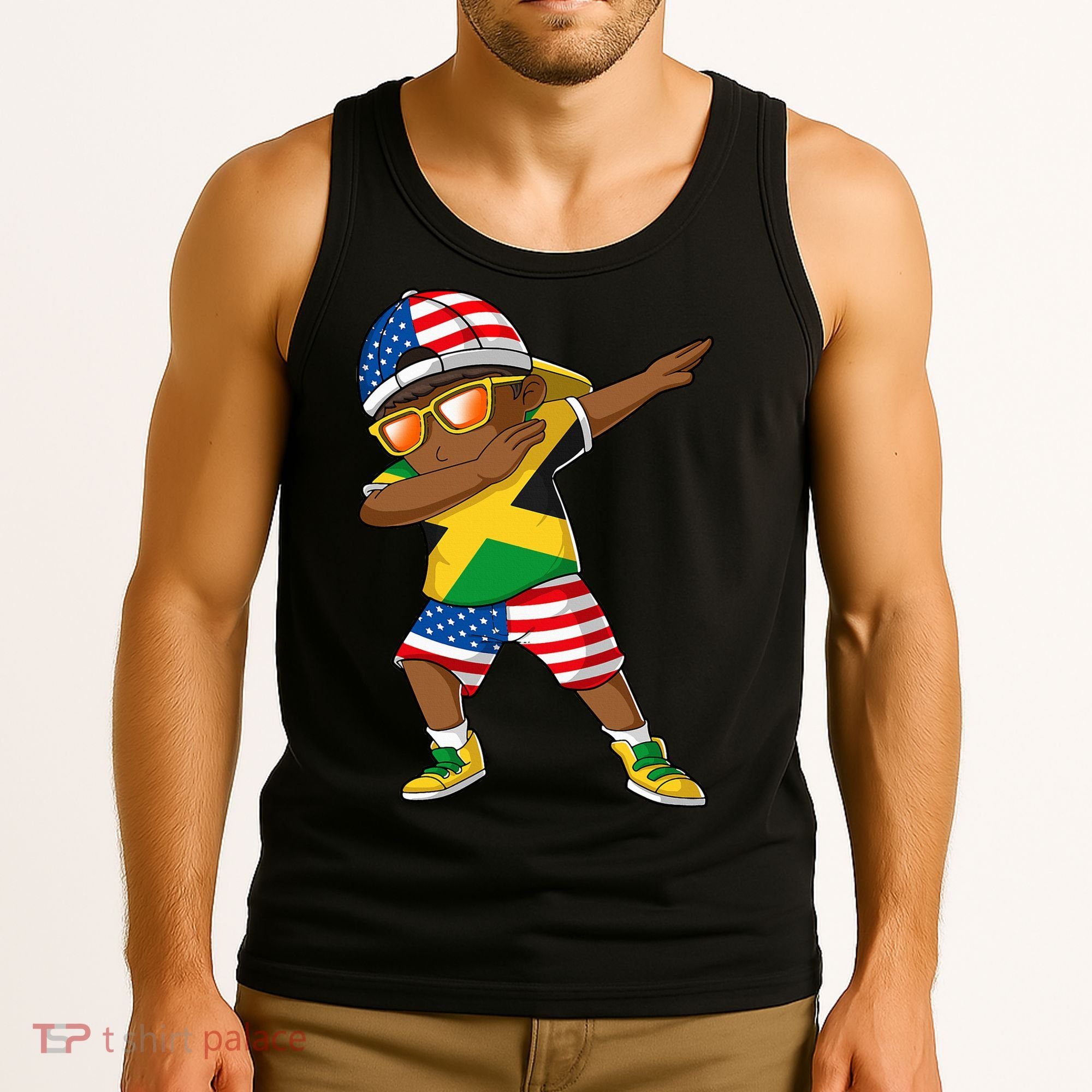 Half American Half Jamaican Jamaica Flag Patriotic Tank Top