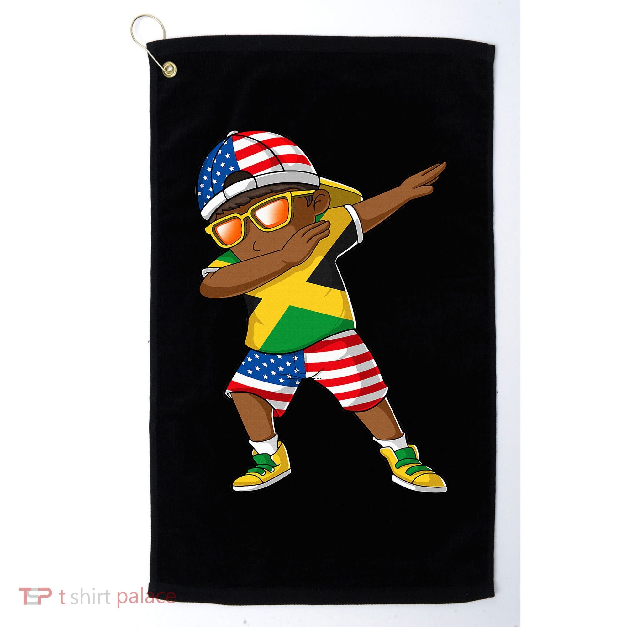 Half American Half Jamaican Jamaica Flag Patriotic Golf Towel